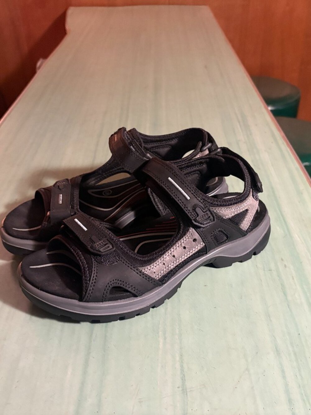 WORN 1X Womens Ecco Black Offroad Nubuck Yucatan Walking Sandals 41 US 10 / 10.5